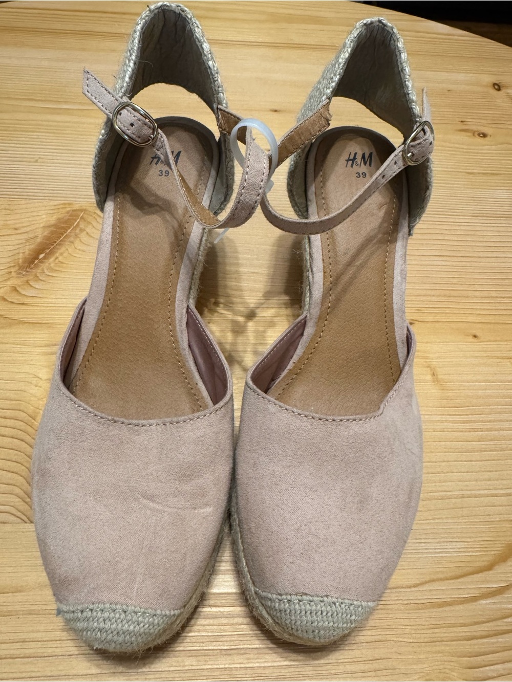 H&M Women's Pink Espadrille Wedge Sandals Size 39